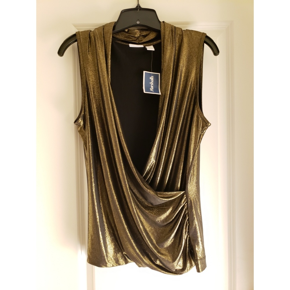 Kenar Gold/Black drape shimmery designer blouse - Picture 4 of 4